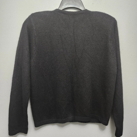 Karen Scott vintage women's sweater cardigan size M black silk rabbit ha… - Picture 6 of 6